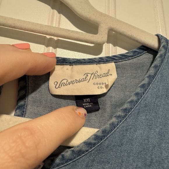 Universal Thread Chambray Denim Peplum Top Size XXL - Picture 5 of 7